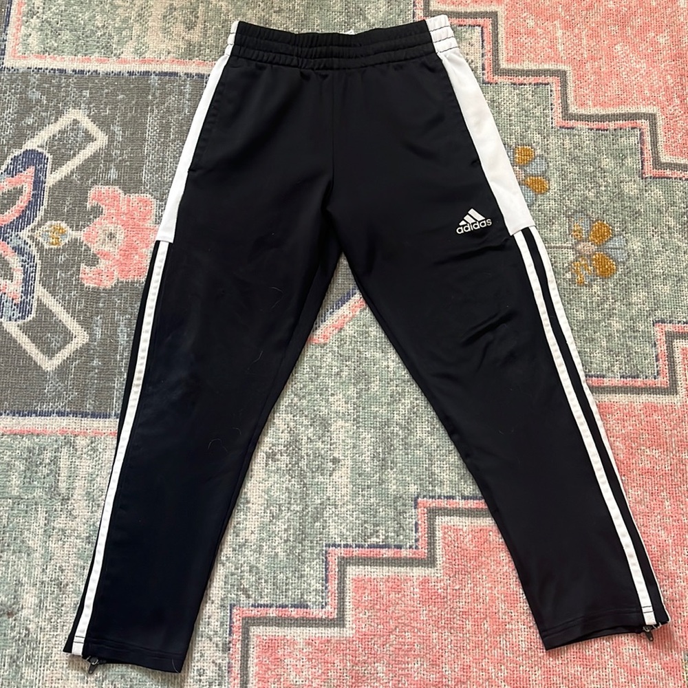Boys Adidas Black and White Pants